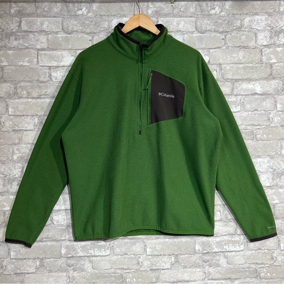 Columbia Omni Wick Men's XL Apple Green 1/2 Zip Pullover Fleece Sweatshirt - Picture 2 of 7